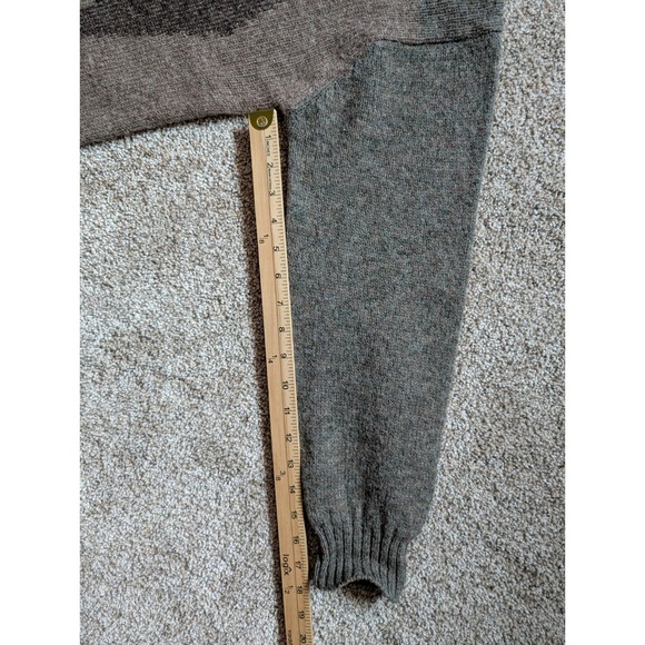 VTG Hepworths Mens Size M 100% Shetland Wool Sweater Olive Brown Natural - Picture 11 of 12